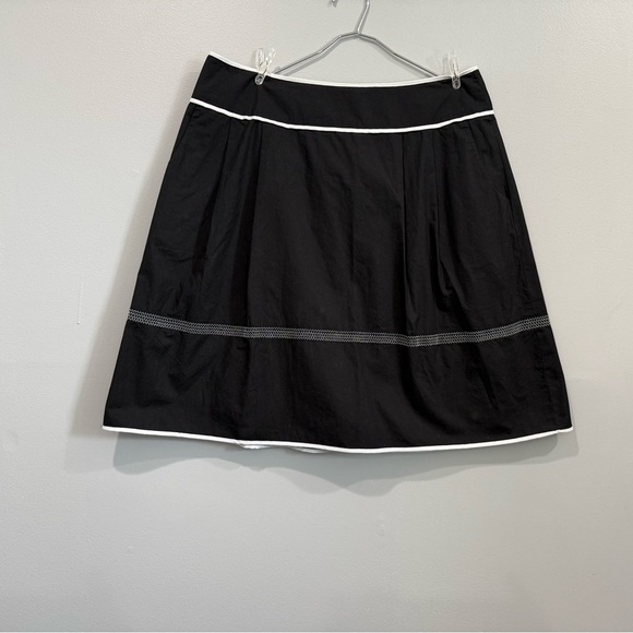 Talbots Black A-Line 100%cotton Skirt with White Trim - Size 14 - Picture 5 of 9